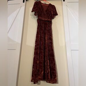 Uma Velvet Maxi Dress | Copper Floral - S